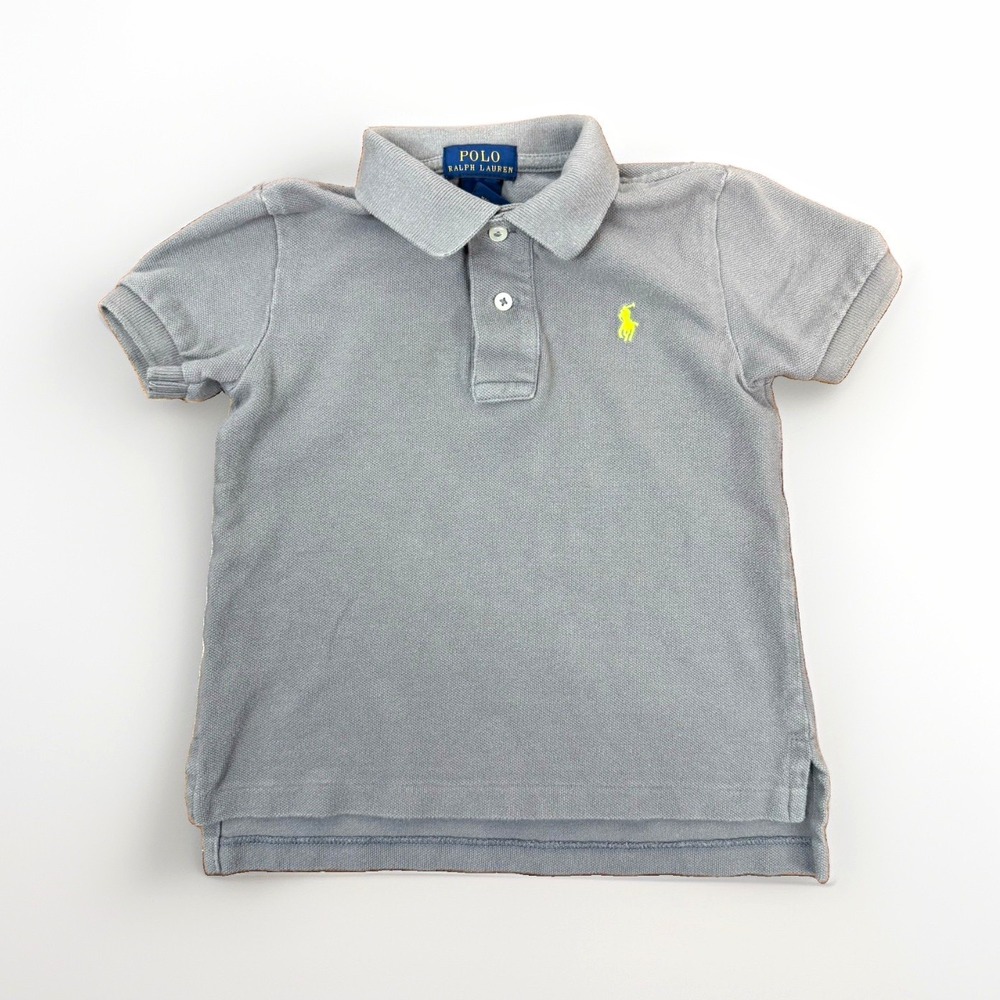 Polo Ralph Lauren, boys gray solid short sleeve logo cotton knit polo, 2/2T
